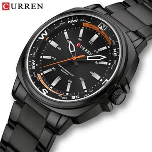 Reloj de Cuarzo CURREN 8455 Nuevo, Azul, Diseño de Dibujos Animados, Estilo Antiguo, Casual, para Hombre, Correa de Acero Inoxidable, Cristal Resistente al Agua, para Negocios - Product Image 1