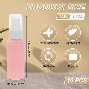 Botella de Plástico PET Rosa Brillante de 50 ml Personalizada para Limpiador Facial con Cabeza Dosificadora para Envasado de Cosméticos - Product Image 2