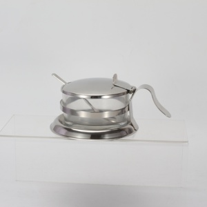Plato de parmesano de <span class=keywords><strong>acero</strong></span> <span class=keywords><strong>inoxidable</strong></span>, cuenco de vidrio con cuchara para azúcar, aperitivos, nueces, tarro de mermelada, tazón de queso, venta al por mayor - Product Image 3
