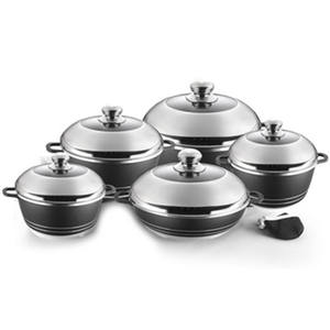 Cazuela de cocina de aluminio, juego de utensilios de cocina antiadherentes con tapa, 10 piezas - Product Image 1