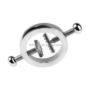 Paquete de 2 abrazaderas redondas para el pecho con anillo protector de pezón sin perforación con puntas internas Bdsm, abrazaderas para pezones de aleación de Zinc - Product Image 4