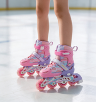 Patins à roulettes ajustables pour enfants, 4 tailles, coque rigide, 8 roues PU flashantes, patins à roulettes pour garçons, filles, enfants débutants