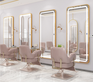 Miroir LED écologique 70x170cm, cadre en métal doré de luxe, miroir de salon pour coiffeur, mobilier de salon de coiffure - Product Image 2