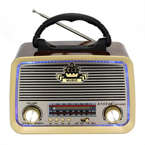 Radio rétro sans fil Bluetooth multi-bandes, haut-parleur multifonctionnel d'extérieur, radios classiques en bois, lecteur de cartes portable avec télécommande - Product Image 4