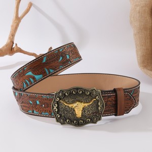 Cinturón decorativo hueco en relieve <span class=keywords><strong>de</strong></span> Joker con Cabeza <span class=keywords><strong>de</strong></span> Vaca Retro Vintage para <span class=keywords><strong>mujer</strong></span> con hebilla <span class=keywords><strong>de</strong></span> aleación para la moda <span class=keywords><strong>de</strong></span> <span class=keywords><strong>Amazon</strong></span> - Product Image 2