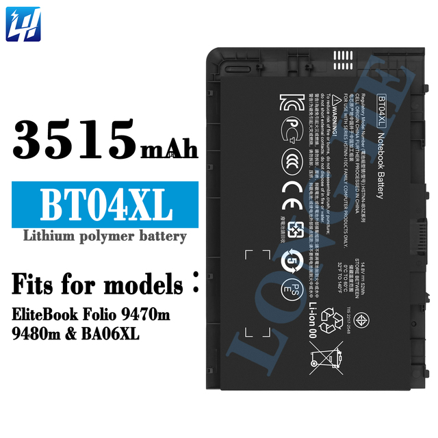 3515mAh Laptop Battery for HP BT04XL EliteBook Folio 9470m 9480m BA06XL