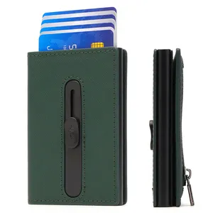 Men's Wallet Pop Out Card Holder Carbon Fiber Automatic Aluminum Card Holder Metal Cash Money Clip RFID Blocking Case