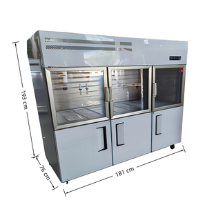 Réfrigérateur commercial à six portes NE-826 pour la maison et la cuisine, refroidissement par air, affichage numérique, 1520L, en acier inoxydable, avec bac de rangement, dégivrage automatique - Product Image 1