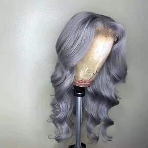Glueless corpo onda argento grigio colore Remy brasiliano svizzero pizzo 100% capelli umani HD pizzo parrucca anteriore - Product Image 4