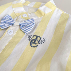 Ensemble de vêtements d'été pour garçon 2026, <span class=keywords><strong>polo</strong></span> rayé jaune + short blanc, ensemble de 2 pièces, tenue de <span class=keywords><strong>prince</strong></span> - Product Image 6