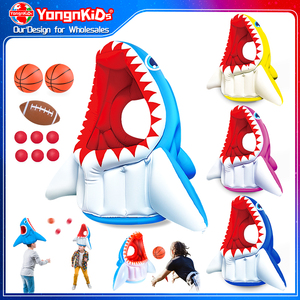 Logo personnalisé 3-en-1 plage eau piscine jeter jouets fête d'anniversaire gonflable tête cerceau poulpe requin jouets jeux de plein air pour les enfants - Product Image 1