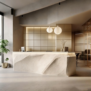 CR016 Stone-like Corrosion Proof FRP Checkout Counter <b>Bar</b> Counter for Office Reception Space Library Gallery Mall Counter - Product Image 1