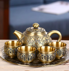 Juego de Té Creativo de Metal de Estilo Art Deco para Regalos de Boda y Hogar, Artesanía - Product Image 1