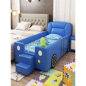<span class=keywords><strong>Lit</strong></span> enfant en cuir style voiture de course JS, design moderne et simple, avec cadre en bois massif, écologique et confortable, amovible pour raccorder au <span class=keywords><strong>lit</strong></span> parent. - Product Image 3