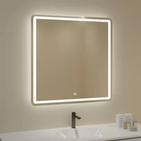Miroir de salle de bain LED intelligent avec capteur tactile, anti-buée, sans cadre, mural, éclairage périphérique, miroir de maquillage lumineux pour hôtel