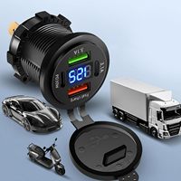 Chargeur de voiture numérique USB 66W 4 ports avec tension en temps réel, mains libres, QC3.0, super rapide, avec adaptateur allume-cigare pour téléphones