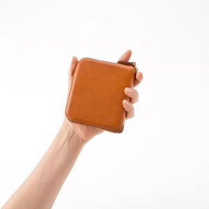 Vegetable Tan Leather Wallet Mens Credit Card Holder <strong>Small</strong> <strong>Zip</strong> <strong>Around</strong> Wallet Minimalist <strong>Zip</strong> Business <strong>Purse</strong> with Coin Pouch - Product Image 5