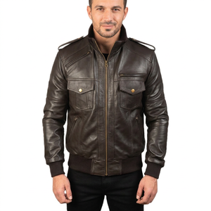 Motorcycle Leather <b>Jackets</b> <b>Men</b> Sleek Minimalist Stand Collar Coat Casual <b>Smart</b> Outerwear Genuine Leather <b>Jacket</b> <b>Men</b> - Product Image 5