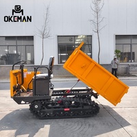 OKEMAN 1,5 Tonnen Handgeführter Gummiketten-Raupentraktor Hydraulischer Dumper Benzinbetrieben für Garten- und Landschaftsbau