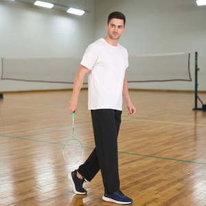 New Arrival Men Lightweight Elastic Waist Casual Black Joggers With Side Pockets Breathable <b>Summer</b> <b>Pants</b> for Export - Product Image 1