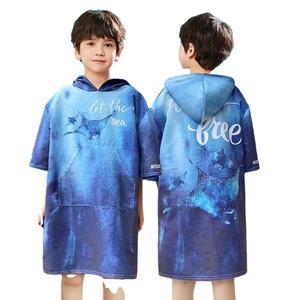 Robe à langer pour enfants avec poche avant <span class=keywords><strong>Poncho</strong></span> de <span class=keywords><strong>surf</strong></span> Serviettes de plage pour tout-petits Serviette de bain portable à capuche en microfibre Garçons Filles - Product Image 1