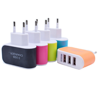 3usb 5v2a chargeur couleur bonbon euro standard américain standard led téléphone tête de charge smart multi port usb chargeur