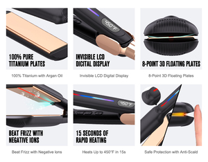 Lisseur de cheveux professionnel électrique en céramique à ions 450 degrés, chauffage rapide, plaque large en titane, <span class=keywords><strong>plancha</strong></span> - Product Image 4
