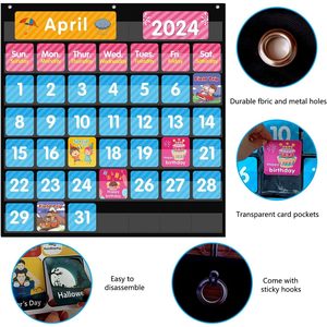 Calendrier de poche pour la salle de classe, calendrier mensuel et tableau météo noir pour l'apprentissage des élèves - Product Image 4