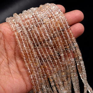 Perles rondes de topaze impériale naturelle de qualité AAA, 4 mm, 16 pouces, pierres précieuses blanches dorées, fabrication de bijoux fins, LUSTRE en vrac - Product Image 1