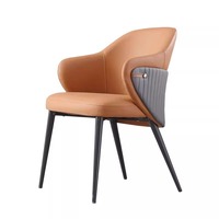 Chaise de salle à manger haut de gamme de style nordique, design minimaliste moderne, revêtement en cuir, structure en métal, pour la maison, l'hôtel et les restaurants