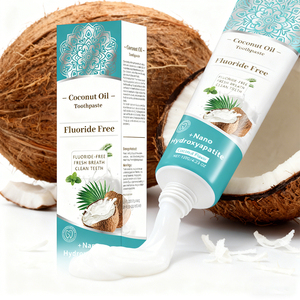 Dentifricio Personalizzato all'<span class=keywords><strong>Olio</strong></span> di <span class=keywords><strong>Cocco</strong></span> e Menta alle Erbe Pulizia Profonda Alito Fresco Sbiancante per <span class=keywords><strong>Denti</strong></span> Ingialliti Senza Fluoro per Uso Domestico - Product Image 1