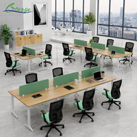 Poste de travail modulaire moderne pour 2, 4, 6 ou 8 personnes avec cloisons acoustiques pour plans de travail ouverts