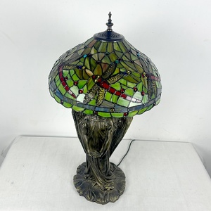 LongHuiJing Dragonfly Antique Stained Glass Table Lamp with 16-Inch Lamphade Flexible & Simple Design AC E26 LED Desk Lamp - Product Image 6