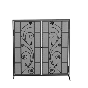 หน้าจอเตาผิงแบบคลาสสิกตาข่ายโลหะในร่มสไตล์วินเทจมี3แผงกั้นสำหรับเด็กที่จุดไฟแบบยืน - Product Image 4