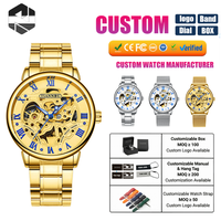 TIANNBU TB0099 Herren Doppelseitige Skelett Automatik-Mechanische Uhr Edelstahl Wasserdicht Business Großhandel Armbanduhr