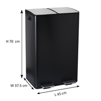SY Poubelle à pédale de recyclage double 2 compartiments en acier inoxydable à fermeture lente de 60 litres et 16 gal pour hôtels
