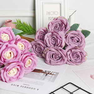 Rosas Artificiales de Seda, Flor Redonda Grande Hecha a Mano para Decoración de Bodas y Hogar - Product Image 3