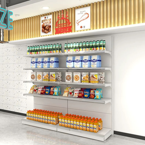 Estante de comestibles Estante de exhibición de farmacia Mini estante de tienda de doble cara Estantes de supermercado Góndola Soporte de exhibición de Tienda Blanco en forma de <span class=keywords><strong>L</strong></span> - Product Image 3