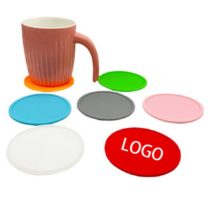 HuaShanQi Popular Non-slip Round Coasters Food Grade Silicone Placemats with Customized Logo Printing Promotion Gift