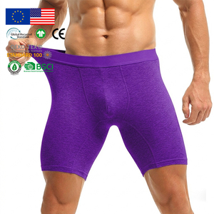 Sous-vêtements pour hommes personnalisés, violet électrique, en coton, taille élastique, taille mi-haute, respirant pour l'été, confort actif, slips et boxers pour hommes - Product Image 1