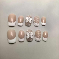 Faux ongles pressés par le fournisseur, motif de Noël peint à la main, décoration 3D, ongles artificiels, support personnalisé
