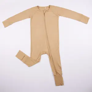 New Customize Hot Sale Bamboo Baby Clothes Long Sleeve Infant Soft Zipper Pajamas Baby Bamboo Romper