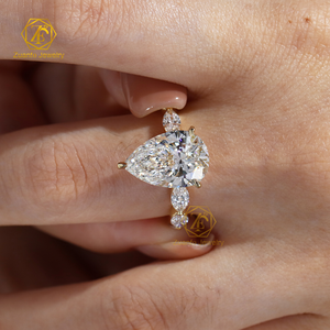 IGI chứng nhận 5ct D VS1 cvd Lab Grown tạo ra Kim Cương 14k 18K vàng Rắn vàng Nhẫn lê đính hôn trang sức cho phụ nữ - Product Image 5