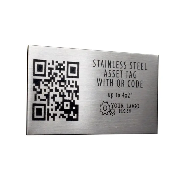 Etiquetas de código QR de Metal de fábrica de China, grabado personalizado, código QR, código único, número de serie, colores pintados