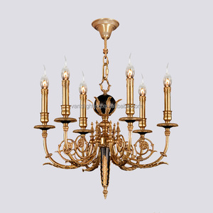 Lustre en verre élégant de style français pour hall d'entrée de villa, mariage, <span class=keywords><strong>éclairage</strong></span> artisanal en laiton antique classique de luxe - Product Image 5