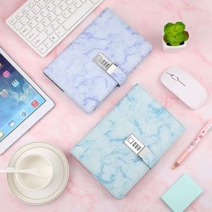 A5 Vintage <b>Marbled</b> PU Leather Password Book with Lock Customizable Secure Notebook for Personal or Office Use - Product Image 1