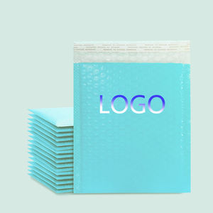 Sac à bulles en film co-extrudé biodégradable écologique bleu bébé 11x13+4CM, épais, pour cosmétiques, bijoux, CD, enveloppe personnalisée avec logo - Product Image 1