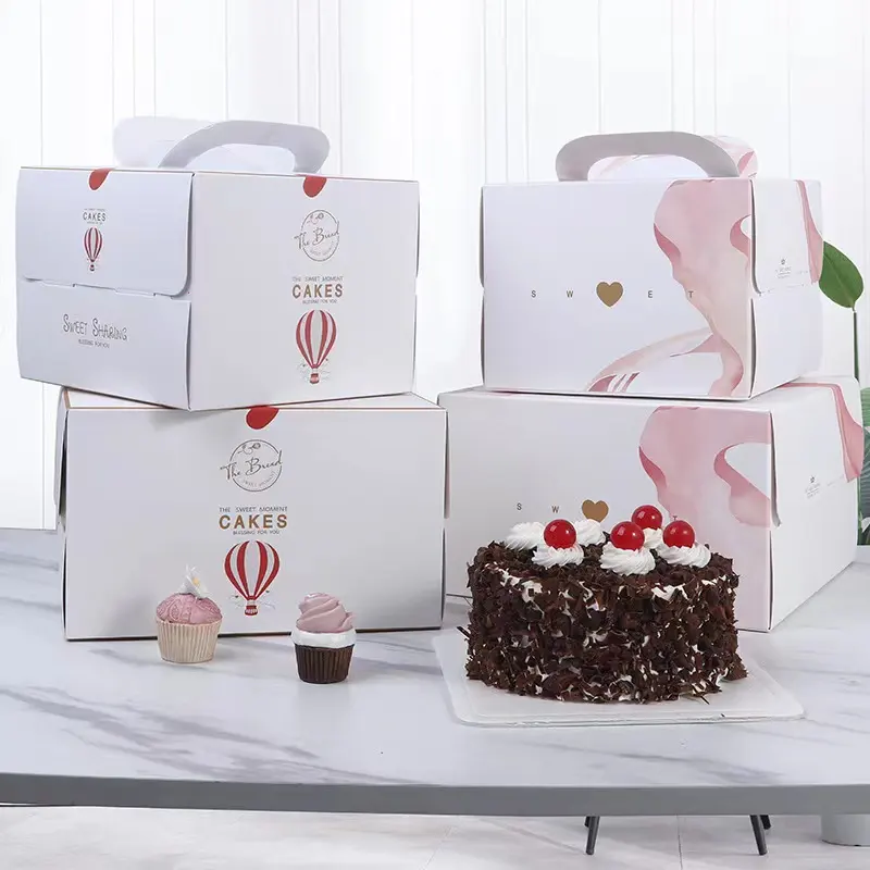 2022 oem logotipo personalizado impresso caixas de papel revestidas para bolo cupcake e padaria embalagem com janela