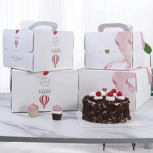 Cajas de papel recubiertas con logotipo personalizado, embalaje para cupcakes y panadería con ventana, OEM 2022