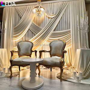 LEDA Weddings <b>Parties</b> <b>Backdrop</b> Decor Curtain Elegant White Silk Drapery Curtain <b>Backdrop</b> with Ribbon - Product Image 1